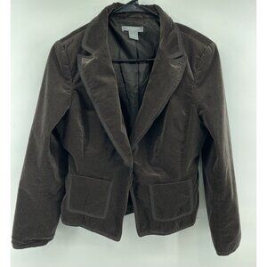 Ann Taylor Blazer Womens 6P Brown Velvet Jacket Holiday Office Casual Blazer